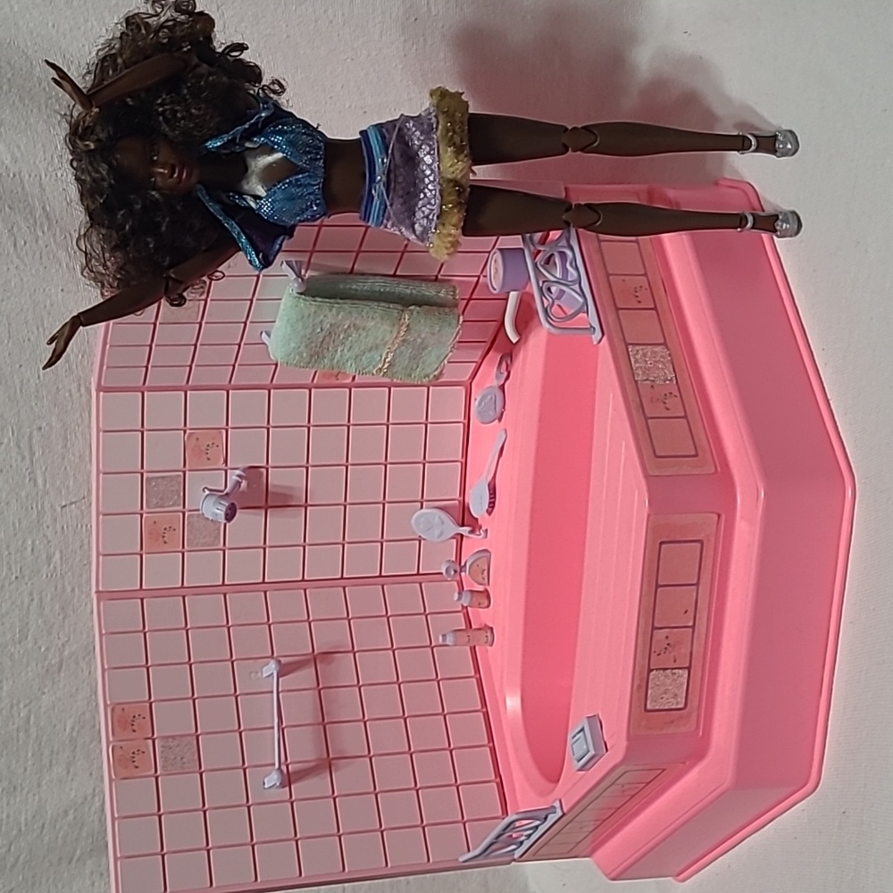 Barbie Year 1990 Pink Sparkles Beauty Bath Playset #5156 - Picture 9 of 14